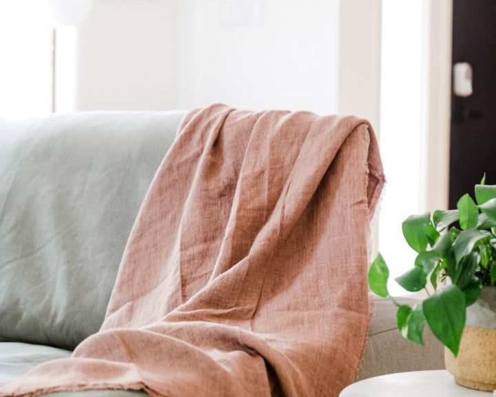 Blush Stonewashed Linen Blanket