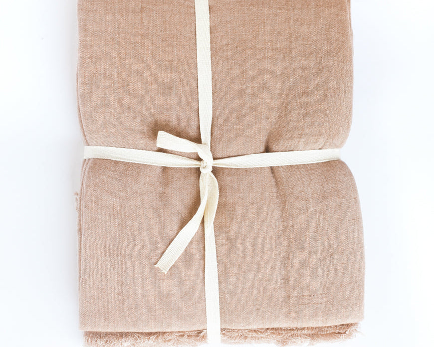 Blush Stonewashed Linen Throw Blanket