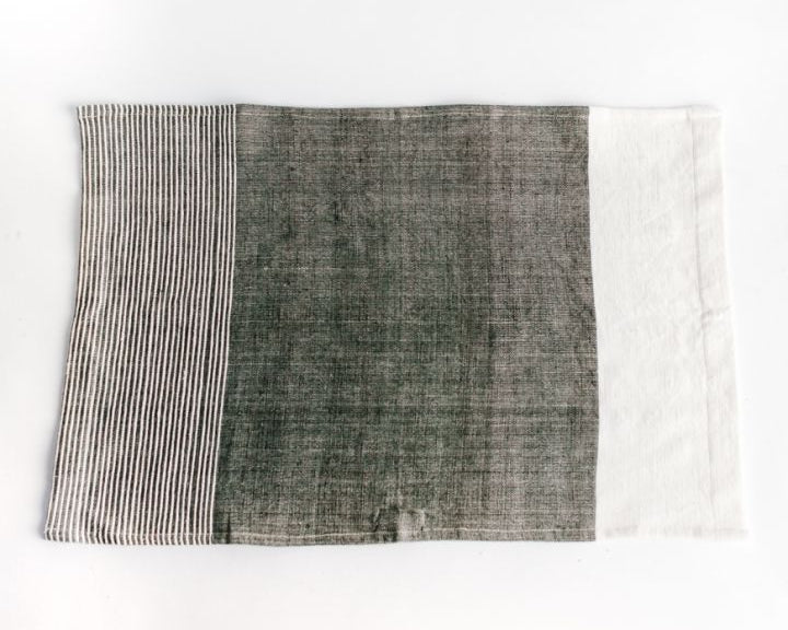 Dark Gray Color Blocked Cotton Napkin