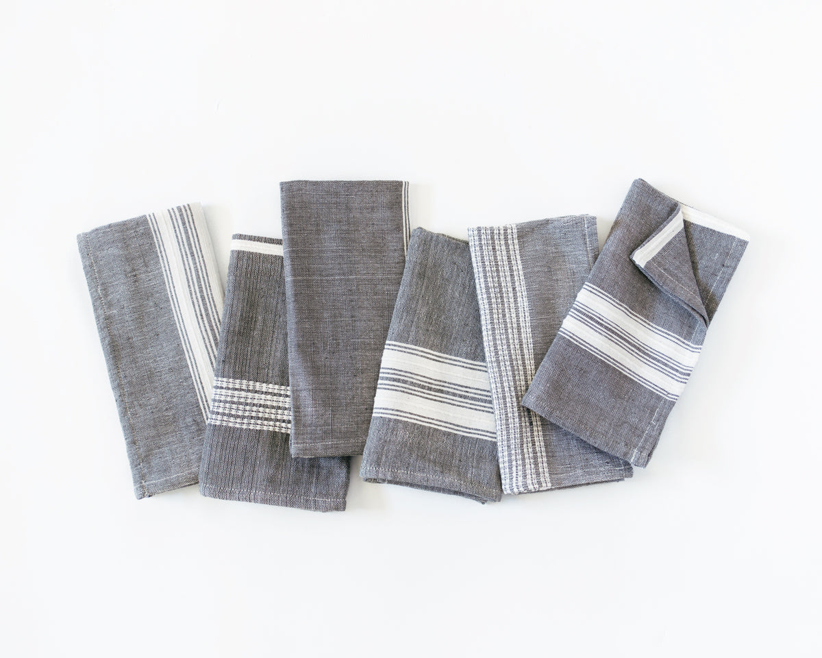 Grey White Color Blocked Cotton Napkins