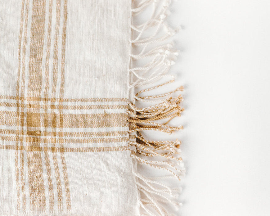 Handwoven Natural Yellow Hatch Kitchen Towel