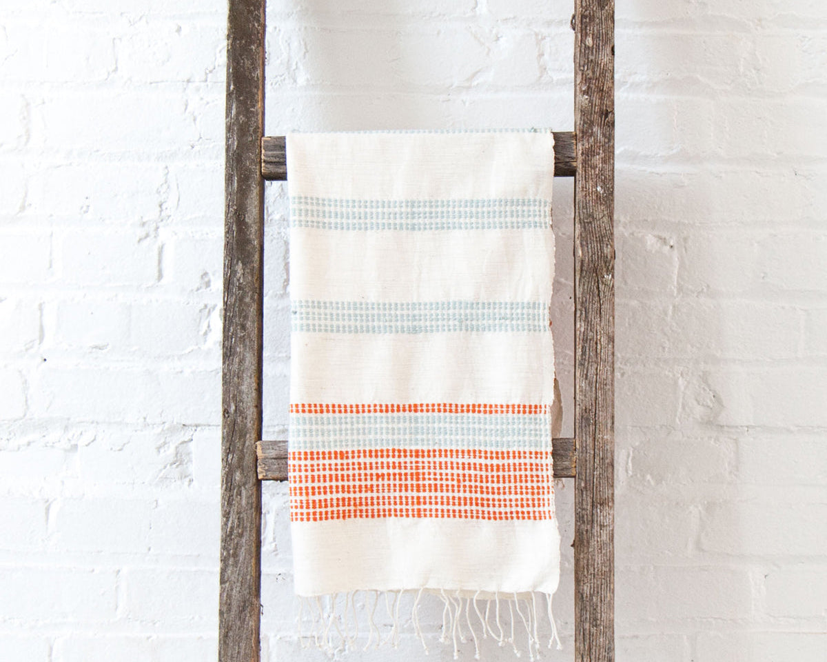Light Blue Orange Hand Towel