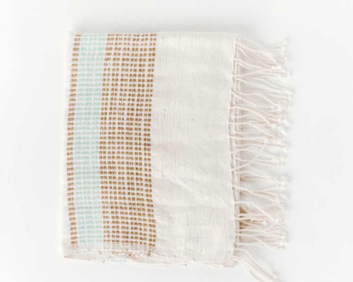 Light Blue Tan Hand Towel