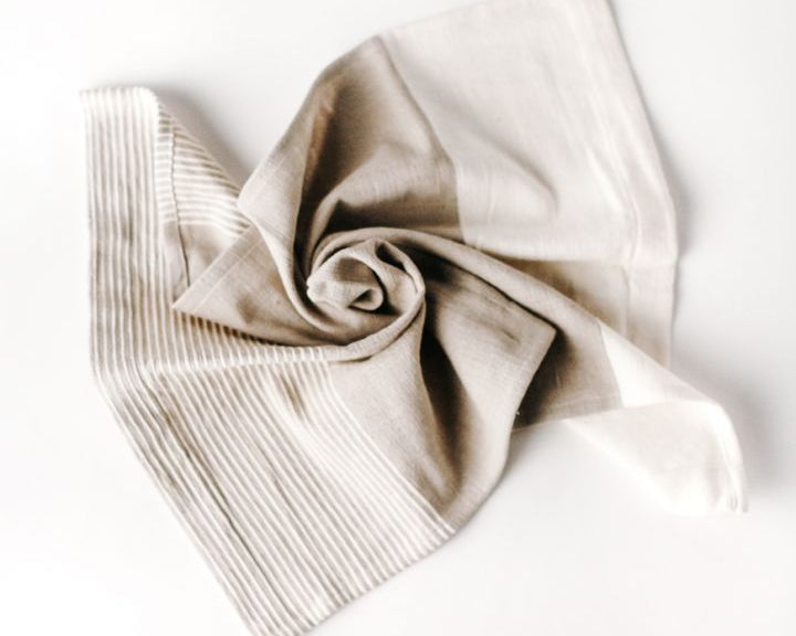 Light Grey Color Blocked Cotton Napkin