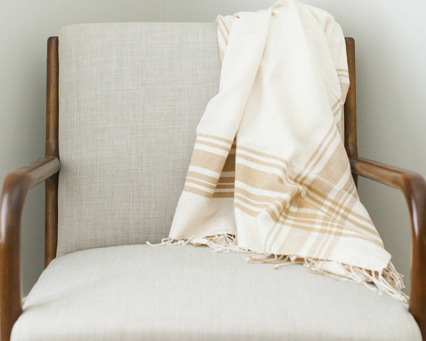 Mustard Crosshatch Throw Blanket