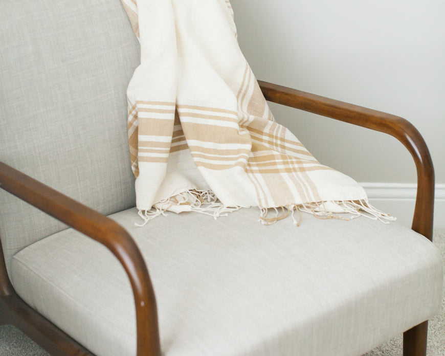 Natural Crosshatch Throw Blanket