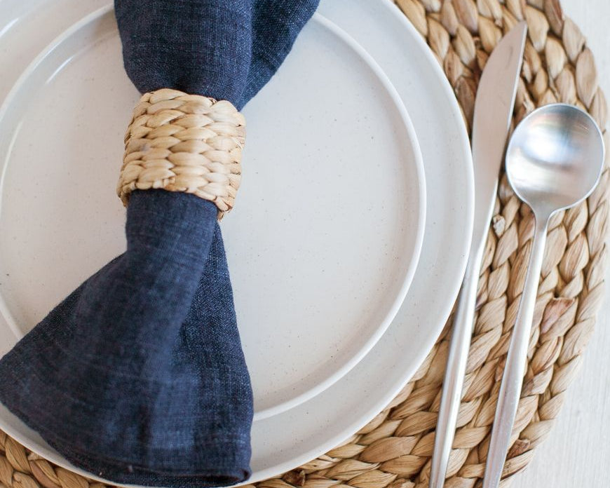 Navy Chambray Linen Napkins