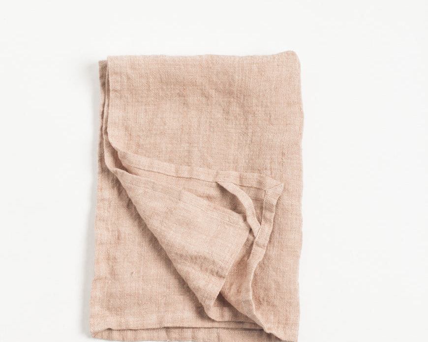 Soft Pink Linen Kitchen Tea Towel
