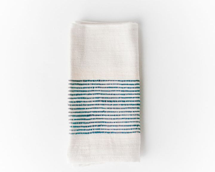 White Navy Striped Cotton Napkins
