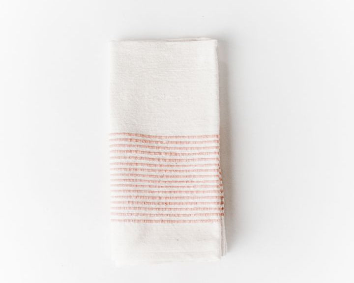 White Pink Striped Cotton Napkins