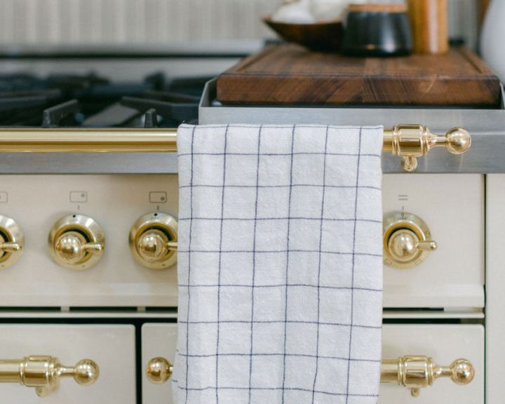 White Windowpane Linen Kitchen Tea Towel