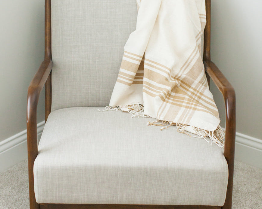 Yellow Natural Crosshatch Blanket