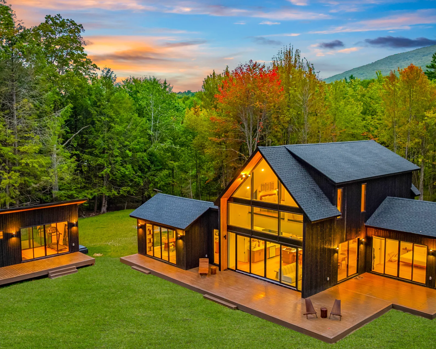 Catskills non-toxic vacation rental home black modern mountain
