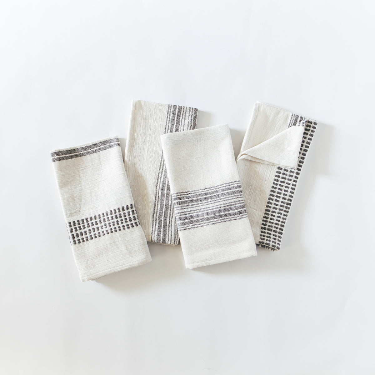 Charcoal Stripe Color Blocked Cotton Napkins