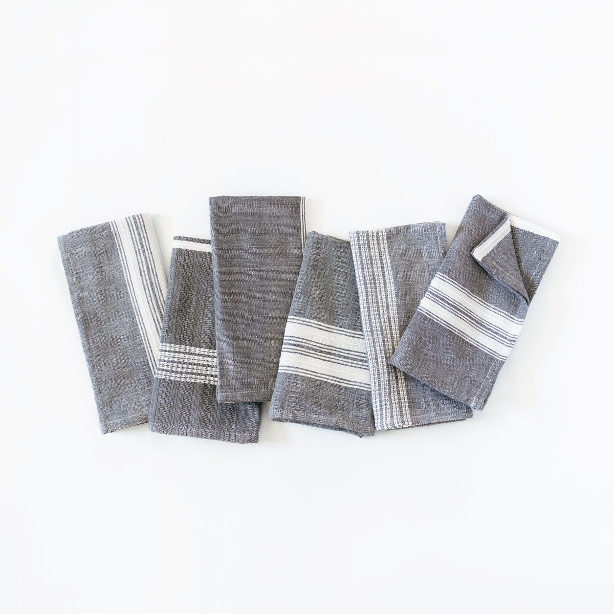 Grey White Color Blocked Cotton Napkins