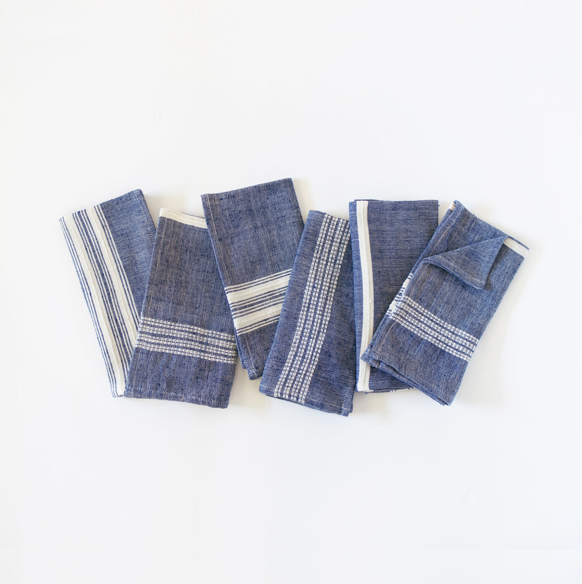 Navy White Color Blocked Cotton Napkin