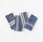 Navy White Stripe Color Blocked Cotton Napkins