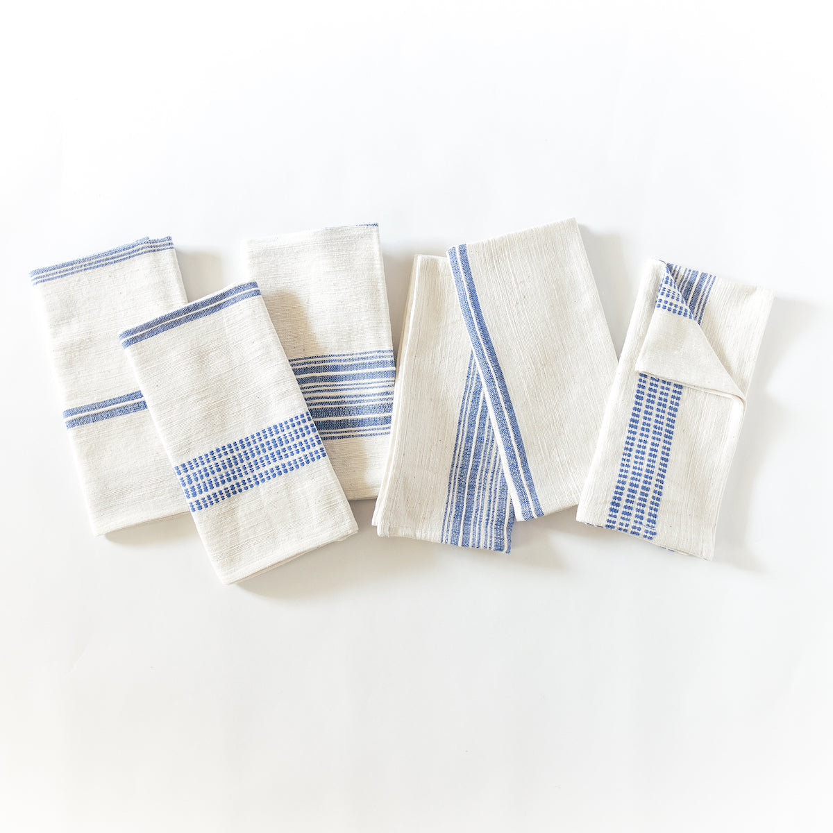 Royal Blue Stripe Color Blocked Cotton Napkins