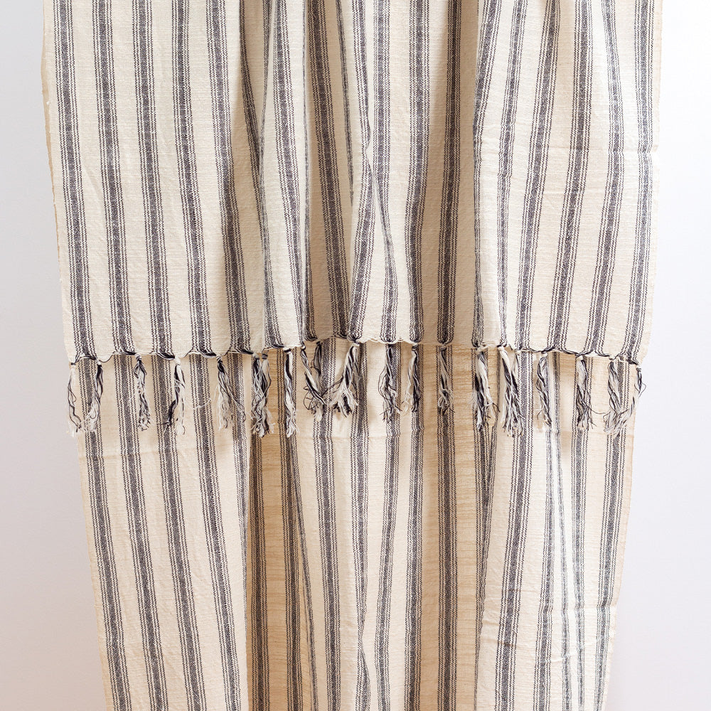 Striped Turkish Natural Charcoal Stripe Cotton Bath Towel
