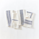 White Chambray Stripe Color Blocked Cotton Napkins