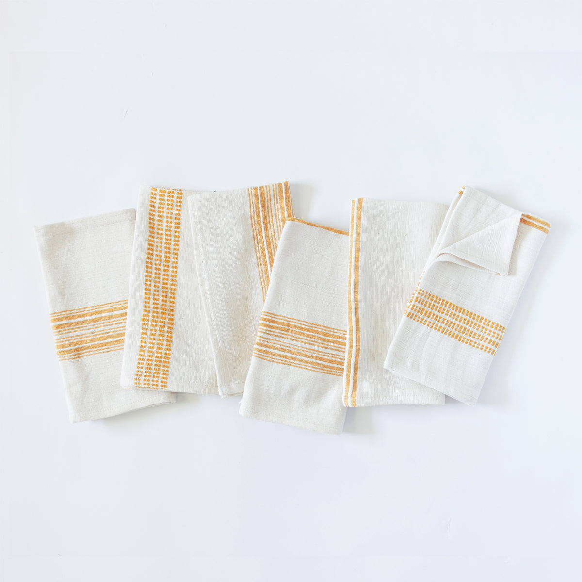 Yellow Stripe Color Blocked Cotton Napkins
