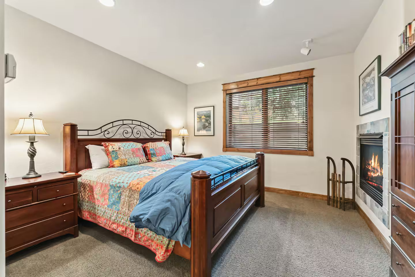 Non-toxic Breckenridge vacation home bedroom fireplace