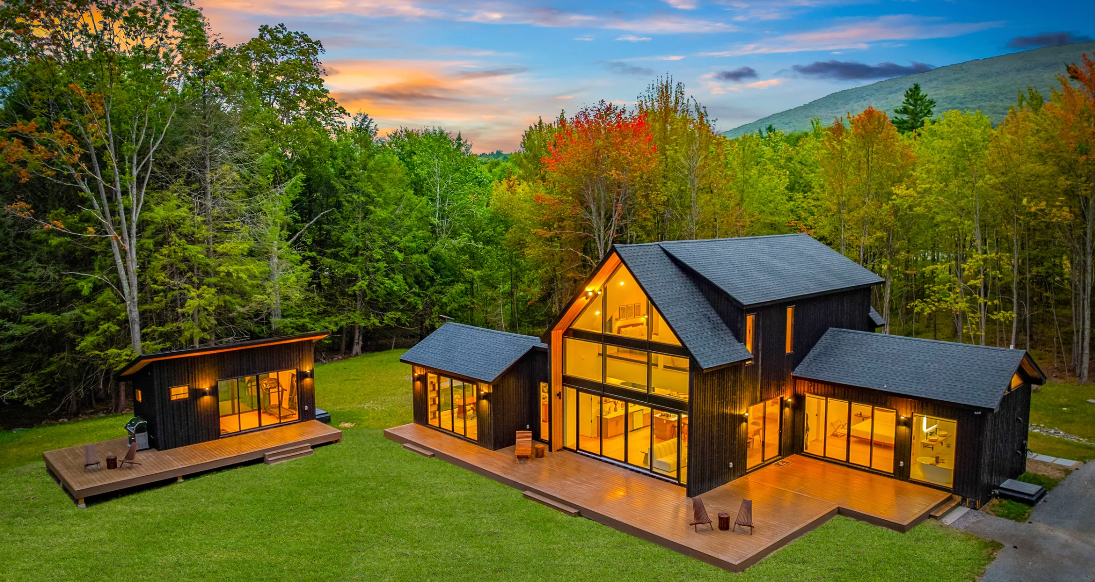 Catskills non-toxic vacation rental home black modern mountain